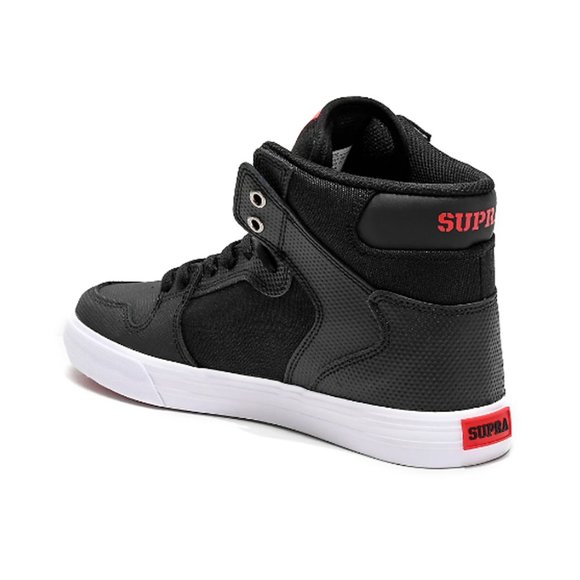 SUPRA VAIDER BLACK, WHITE & RED TUF SKATE SHOES NEW WITH BOX - Picture 2 of 10